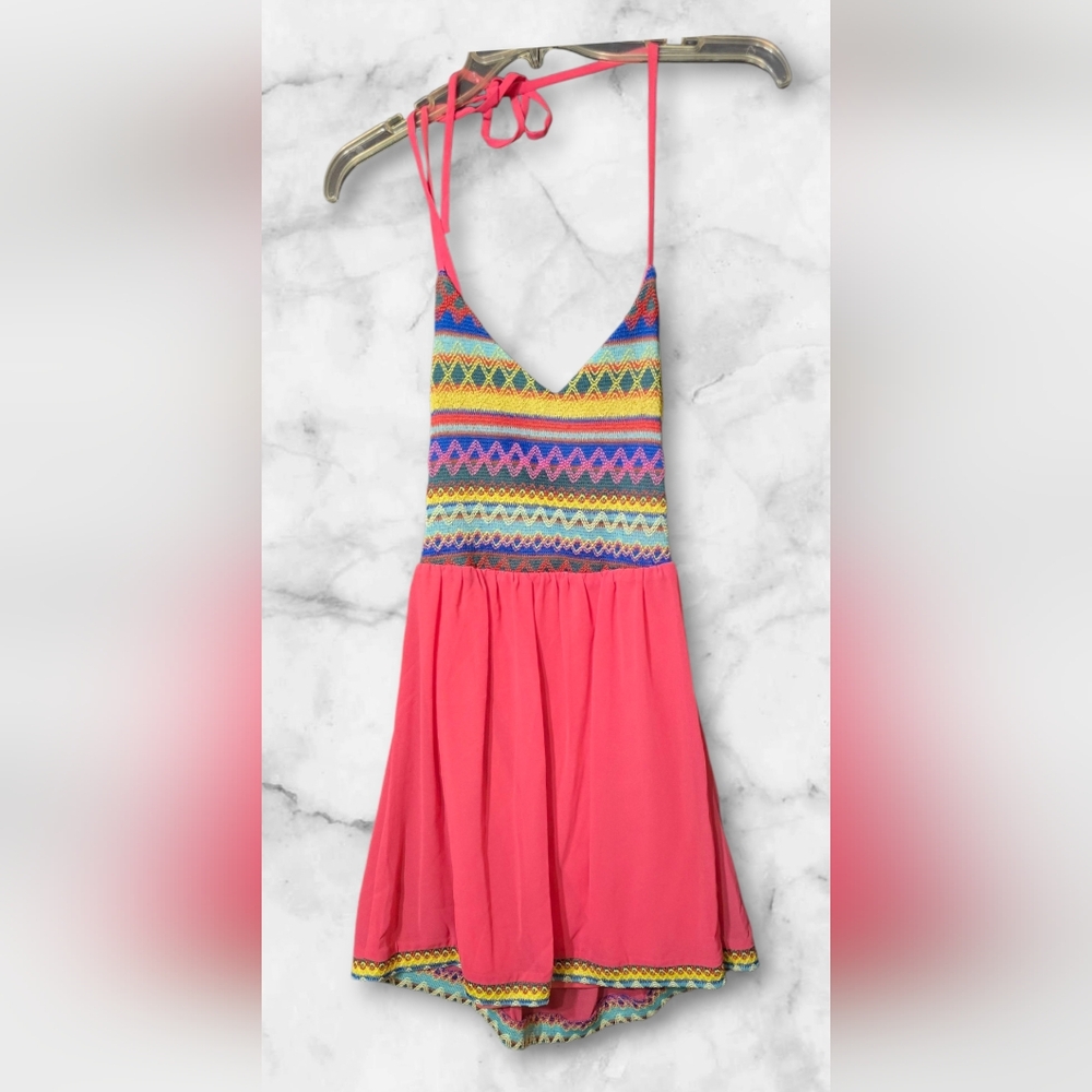 Colorful Embroidered Mini Dress